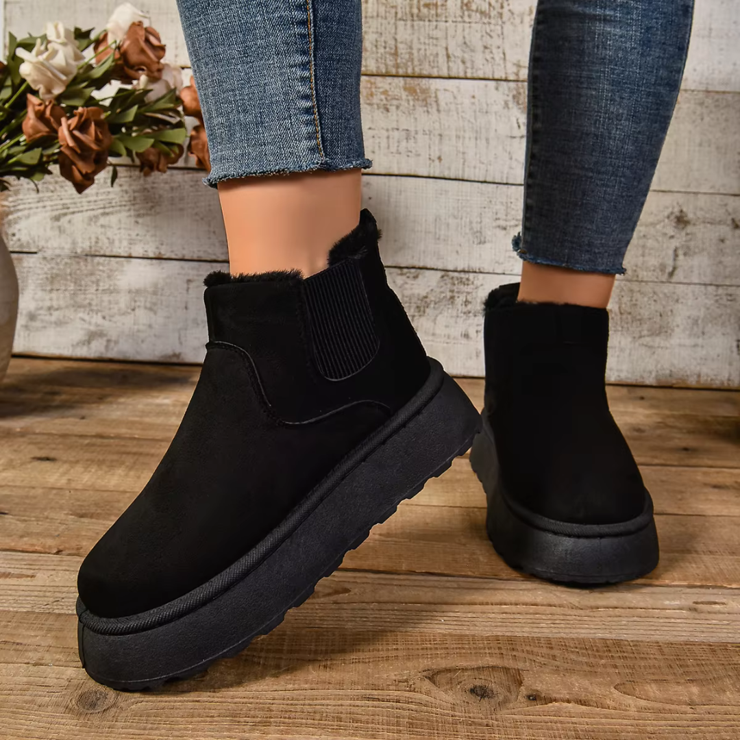 Comfy Stiefel | Warme Damen Schneestiefel aus Veloursleder mit Plüsch