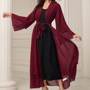 Erna Kleid | Dezente Lagenlook-Kleid mit Gürtel und langen Ärmeln