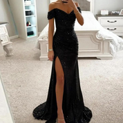 Ines Maxi Kleid | Elegantes schulterfreies Partykleid für glamouröse Abende