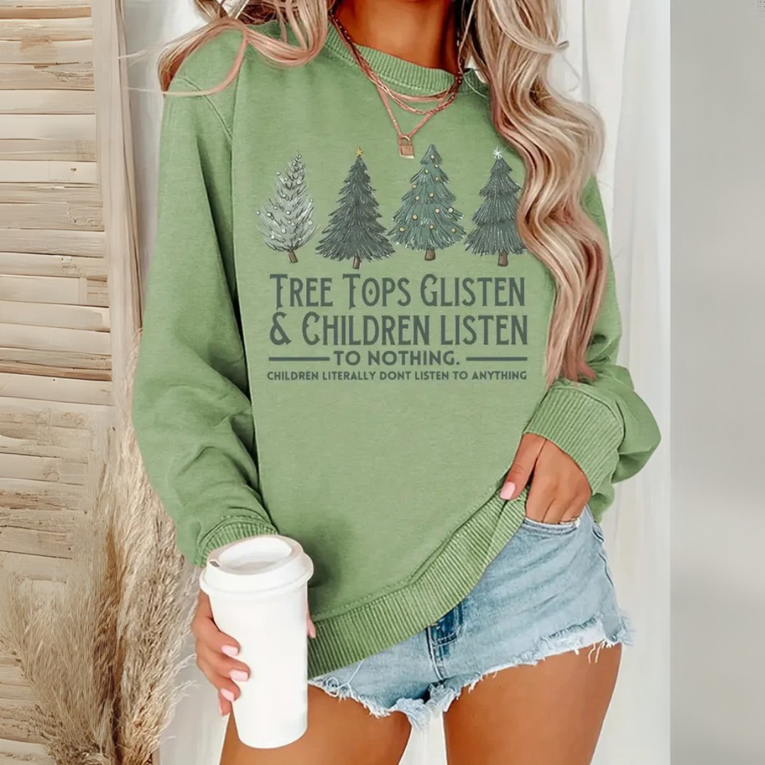 Mia Schriftzug-Sweater | Sweatshirt mit Baum und Schriftzug