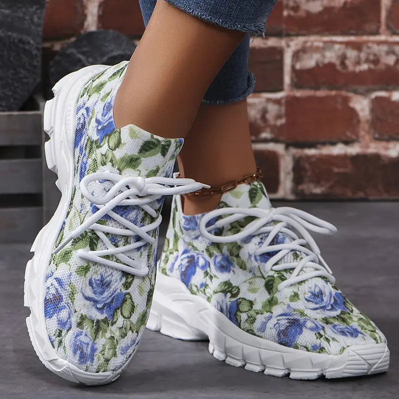 Bequeme florale Füße | Orthopädische Freizeitschuhe für Frauen mit Blumenmuster