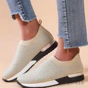 ComfortWalk | Ergonomischer Damen-Sneaker ohne Schnürsenkel mit Glitzerdetails