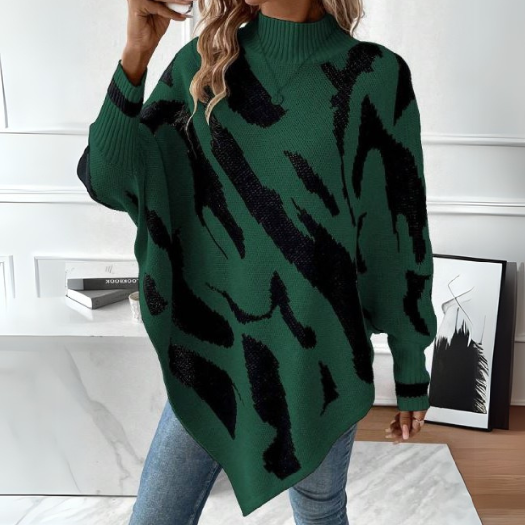 Desiree Print-Pullover | Khaki-Sweatshirt mit Kreativem Design