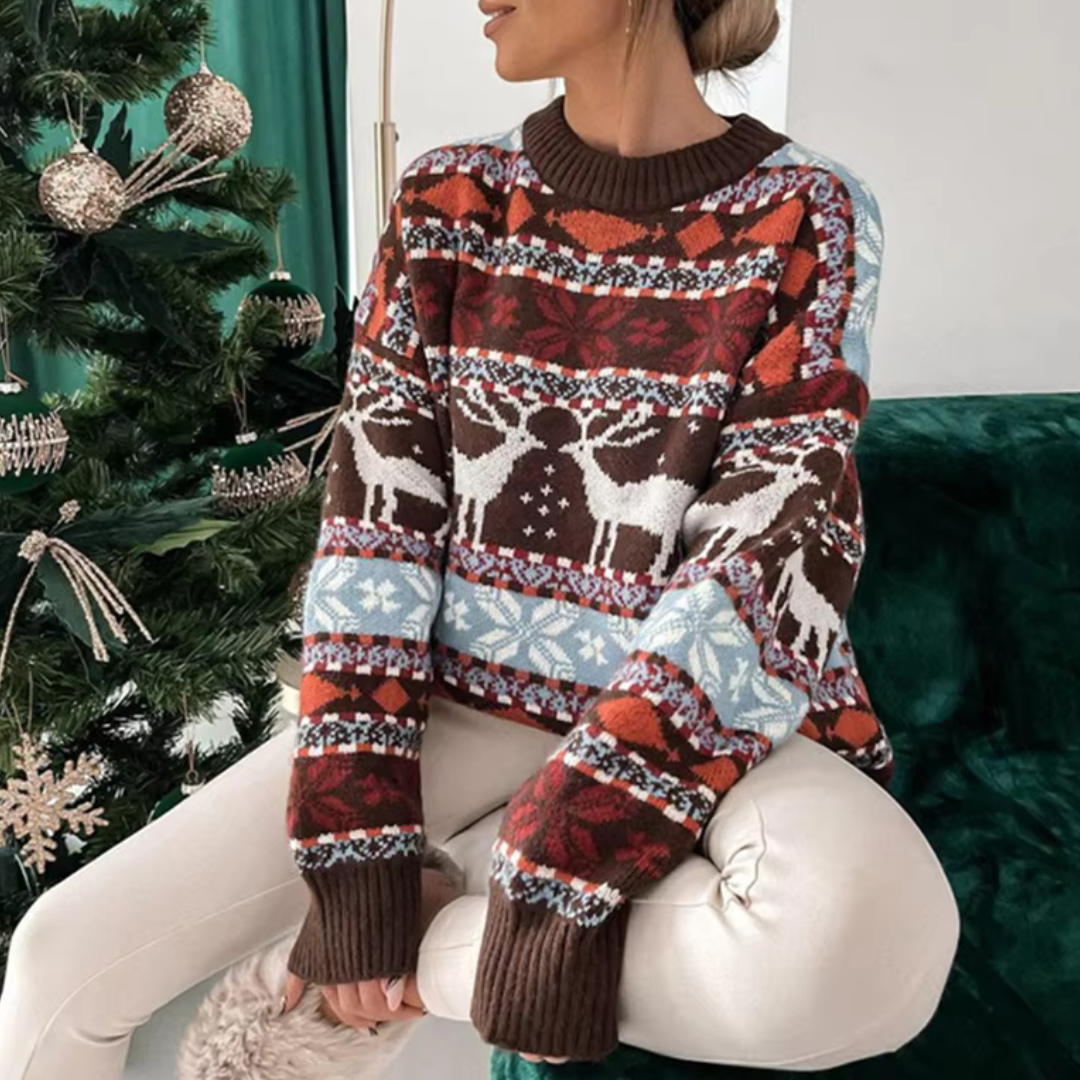 Lässiger Strickpullover für Damen | Warmer Pullover ideal für den Winter und Weihnachten