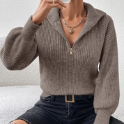 Herbst-Pullover | Lässiger Pullover mit Reißverschluss Damen