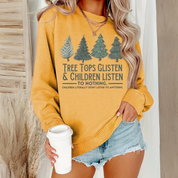 Weihnachtspulli Damen | Sweatshirt mit Weihnachtsbaum und Schriftzug Druck