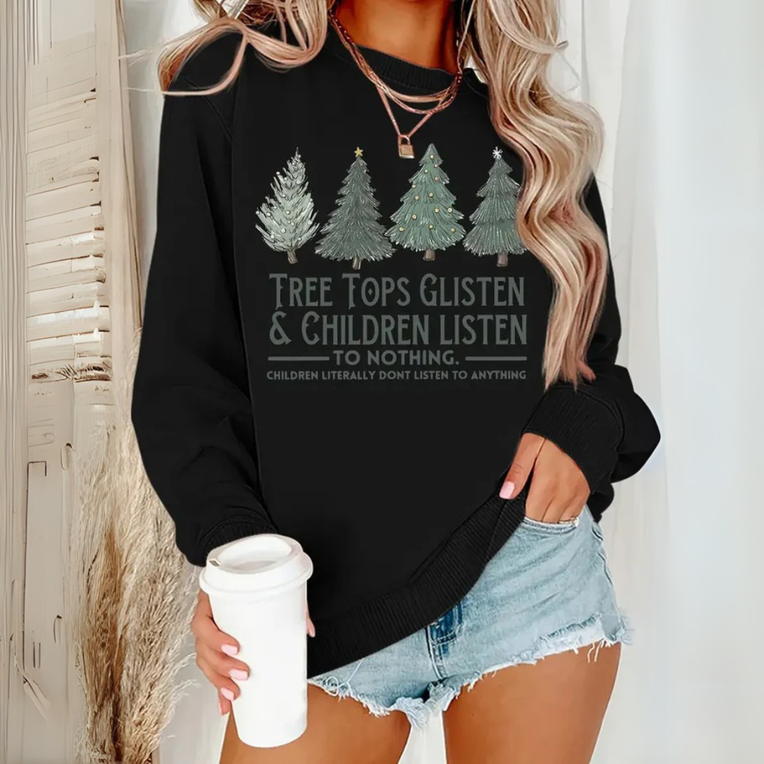 Mia Schriftzug-Sweater | Sweatshirt mit Baum und Schriftzug