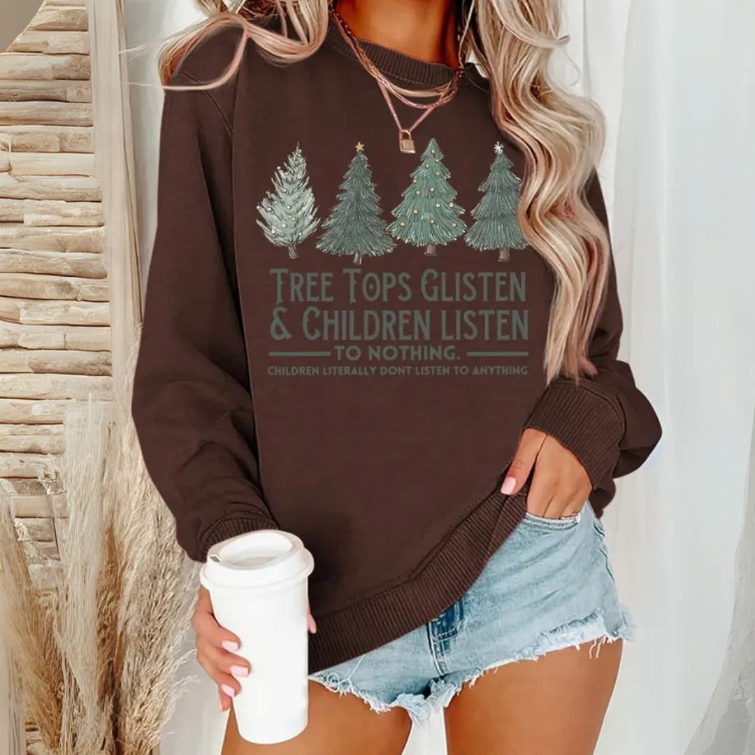 Mia Schriftzug-Sweater | Sweatshirt mit Baum und Schriftzug