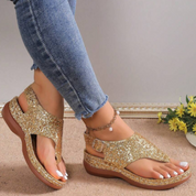 Glitter Sandalen | Silbergraue Sandalen mit Nieten und Riemen