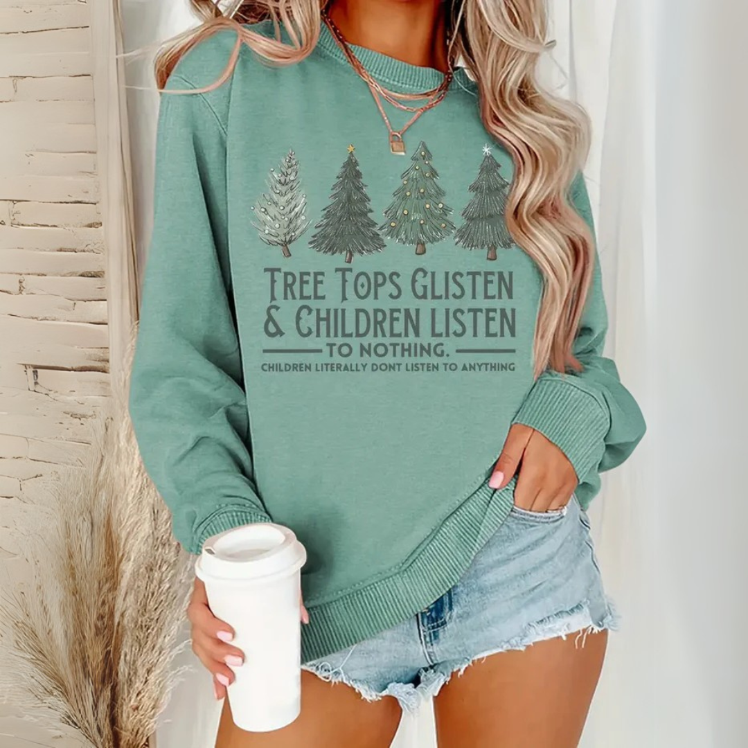 Mia Schriftzug-Sweater | Sweatshirt mit Baum und Schriftzug