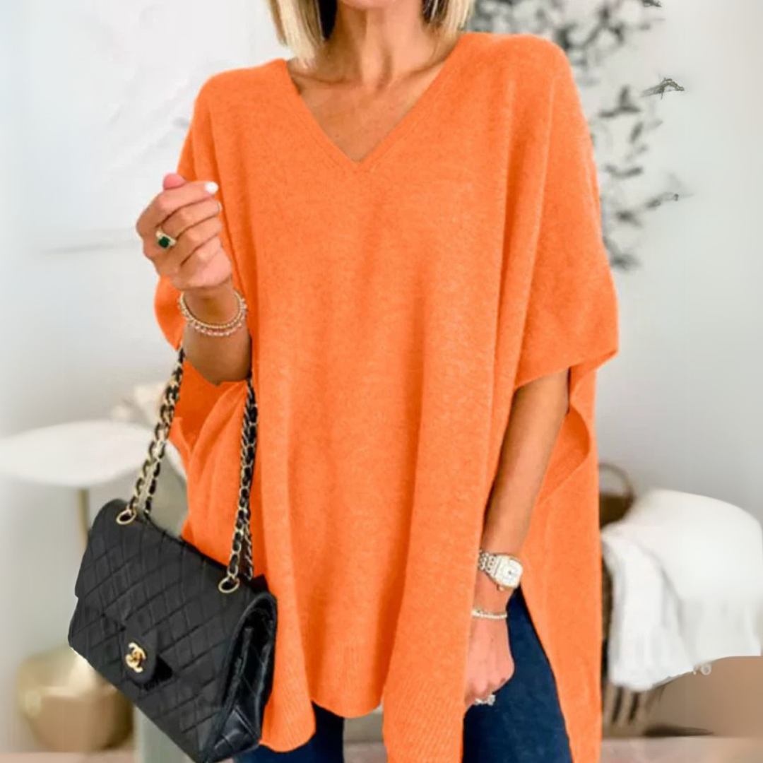 Adeline Poncho | Lockerer V-Ausschnitt Poncho