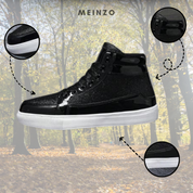 Glimmer Sneakers | Leder High-Top-Glitter-Sneakers mit metallischer Textur