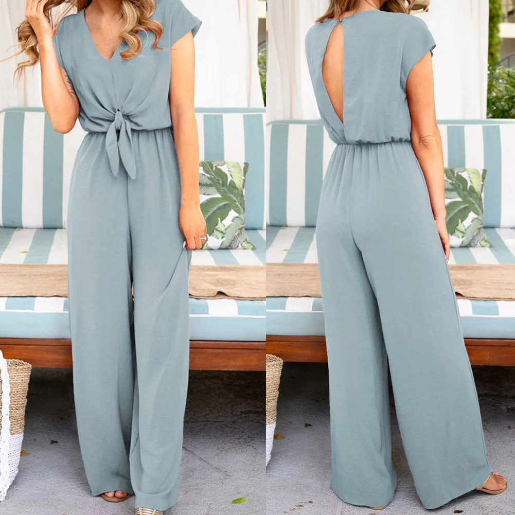 Lore Jumpsuit | Eleganter Jumpsuit mit Bindegürtel und kurzen Ärmeln