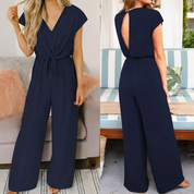 Lore Jumpsuit | Eleganter Jumpsuit mit Bindegürtel und kurzen Ärmeln