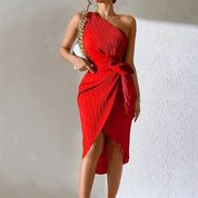 Sandra One Shoulder Kleid | Elegantes figurbetontes Kleid mit Taillenbindung