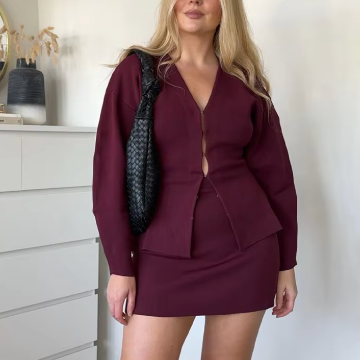 Zara Zweiteilige Set | Strickjacke und Rock, Komfortable Damen Mode für jeden Anlass