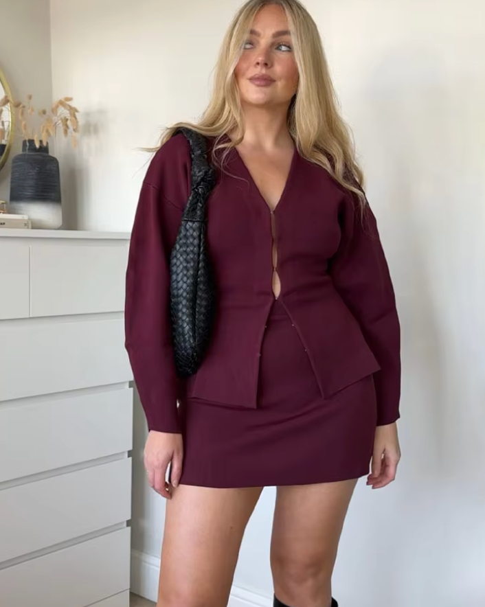 Zara Zweiteilige Set | Strickjacke und Rock, Komfortable Damen Mode für jeden Anlass