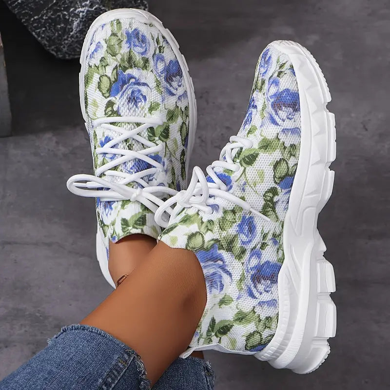 Bequeme florale Füße | Orthopädische Freizeitschuhe für Frauen mit Blumenmuster