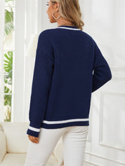 Paula Pullover | Lässiger Pullover mit Streifendesign und V-Ausschnitt für Damen