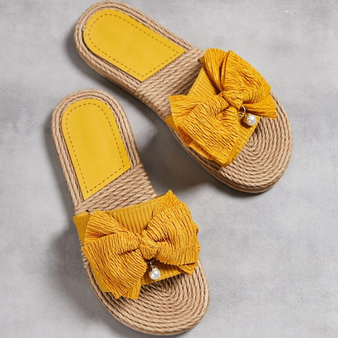 Heike Hausschuhe | Elegante Slippers mit Schleifen-Dekor für den Strandgebrauch