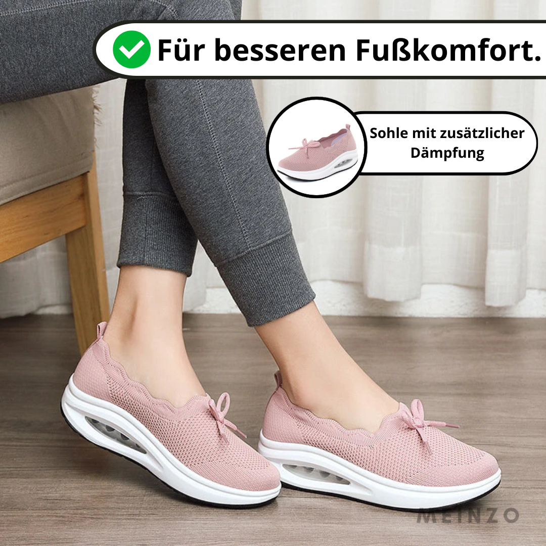 Christa Knit Air | Ergonomischer Damensneaker mit dicker Sohle und Schleife