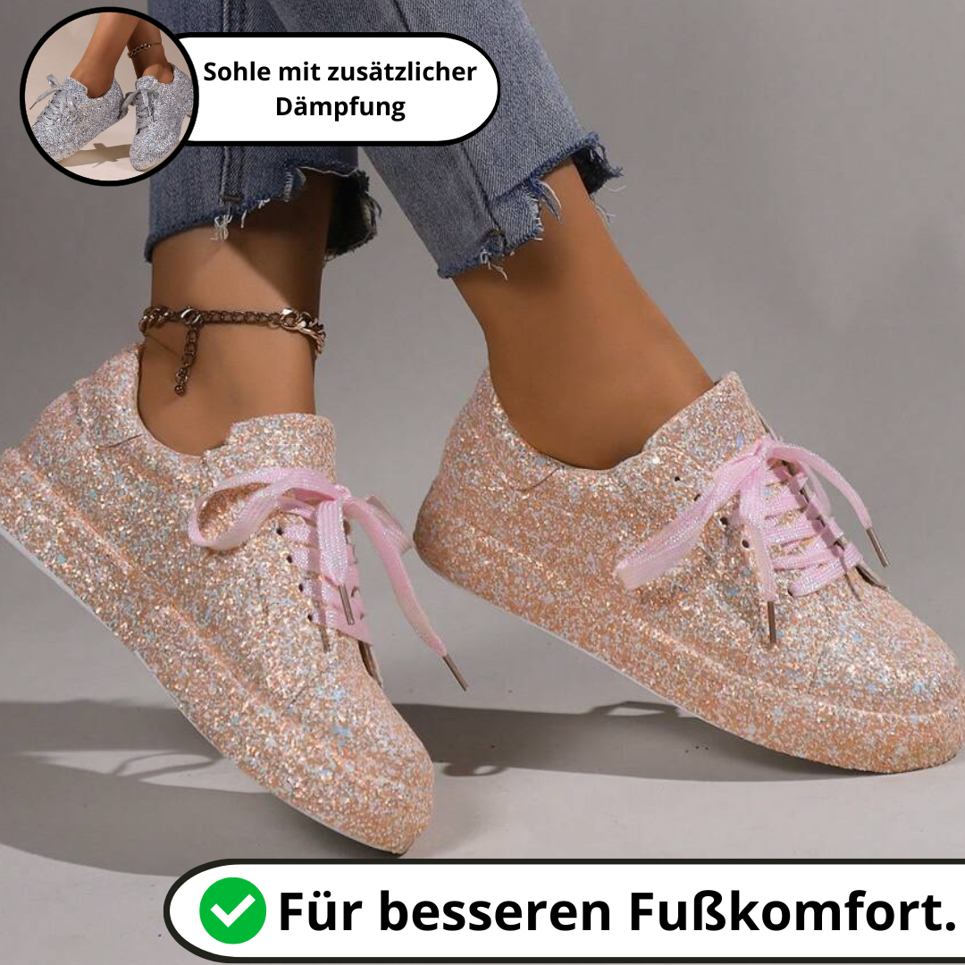 Glitzernde Sneaker | Damen-Sparkling-Sneaker mit rutschfester Sohle