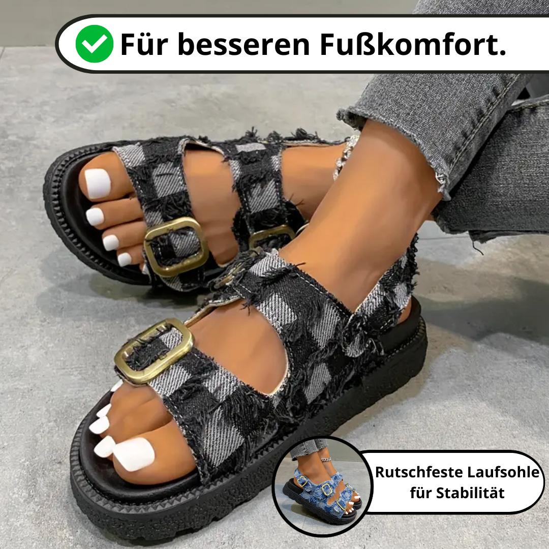 Emma Sandalen | Damen Plateausandalen mit Denimriemen für einen schicken Look