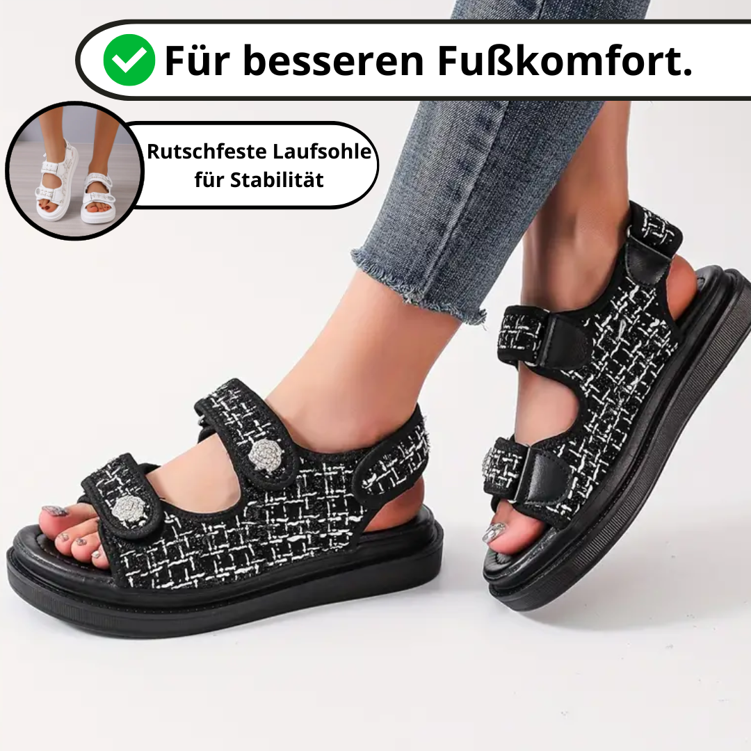 Sophia Sandalen | Damen Flatform Sandalen mit Knöchelriemen